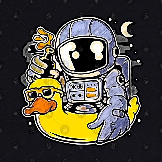 Astronaut Duck Balloon • Funny And Cool Sci-Fi Cartoon Drawing Design Great For Anyone That Loves Astronomy Art by TeesHood